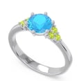 thumbnail image 2 of Diamond-Capitals 2.15 Carat Sparkle Round Cut Blue Topaz & Peridot Gemstone Engagement Ring for Women Solid 14K White Gold Size 7, 2 of 7