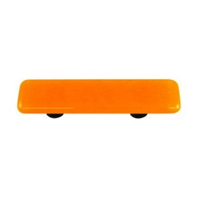 Hot Knobs HK1009-PA Pumpkin Orange Rectangle Glass Cabinet Pull - Aluminum Post