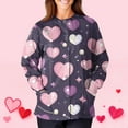 thumbnail image 3 of Women's Valentines Day Scrub Jacket Button Down Long Sleeve Holiday Scrubs Top Cute Love Heart Print Nurse Uniforms Workwear, 3 of 3
