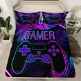 thumbnail image 2 of Manfei Boys Gaming Gamer Full Size Sheets, Video Game Console Gamepad Bed Sheets, Tropical Palm Tree Sheet Sets, Super Cozy Room Decor4 Pieces, 2 of 7