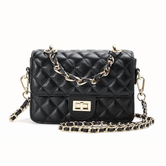 Genuine Leather Cowhide Crossbody Bag, Women's Quilted Chain Shoulder Purse