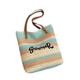 thumbnail image 2 of Beach Tote Bag for Women, Large Woven Straw Shoulder Bag with Colorful Stripes, Summer Vacation Travel and Pool Bag, 2 of 6