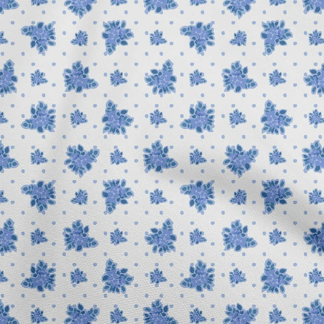 oneOone Georgette Viscose Medium Blue Fabric Floral Craft Projects Decor Fabric Printed By The Yard 42 Inch Wide