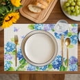 thumbnail image 4 of Blue Hydrangea Placemats Set of 8, Linen Texture Butterfly Spring Floral Placemats for Dining Table, Place Mats for Kitchen Tabletop, Waterproof Wipeable Dining Table Mats Set, 4 of 9