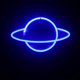 thumbnail image 1 of Luz de neón LED con forma de planeta, letrero de neón, luz nocturna de pared, azul, 1 ud., 1 of 5