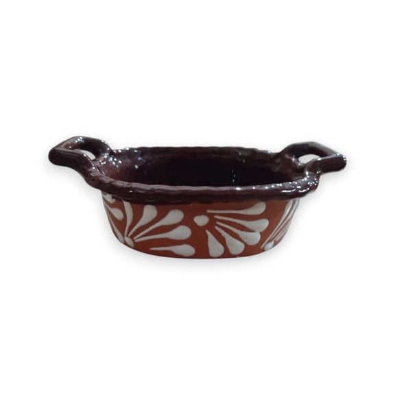 Artisanal Mexican Clay Salsa Bowl, Square Decorated Style by Adelitas