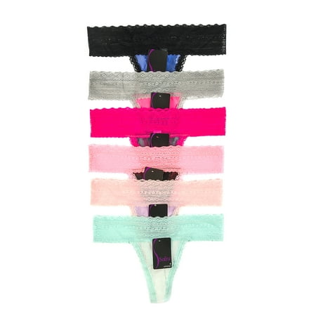 - 6 Pack of Women Sheer Sexy Floral Lace Thong Panties Underwear Several Colors