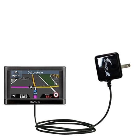 Gomadic Intelligent Compact AC Home Wall Charger suitable for the Garmin nuvi 42 - High output power with a convenient, foldable plug design - Uses Ti