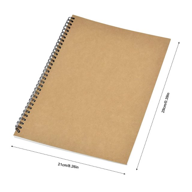 Cuaderno de bocetos en espiral, paquete de 3, 120 páginas/60 páginas, tamaño A4