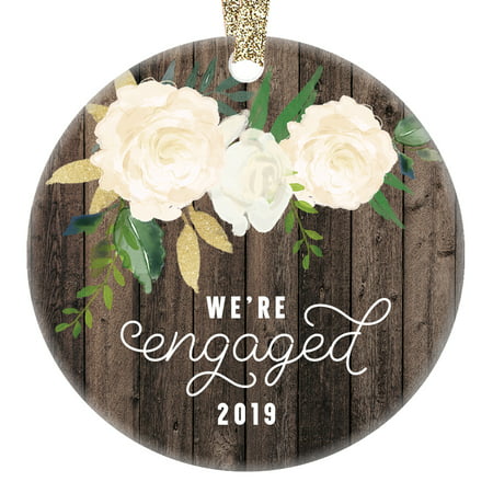 We're Engaged Christmas Ornament 2019 Gifts for the Bride to Be Couple Engagement 1st Xmas Tree Present Unique Home Decor Idea 3
