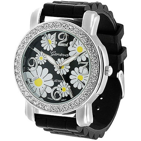 Brinley Co. Women's Rhinestone Silicone Watch