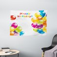 thumbnail image 1 of Birthday Decorations Tapestry, Colorful Festive Mood Flying Party Balloons Surprise Happy Occasion, Wall Hanging for Bedroom Living Room Dorm Decor, 60W X 40L Inches, Multicolor, by Ambesonne, 1 of 2