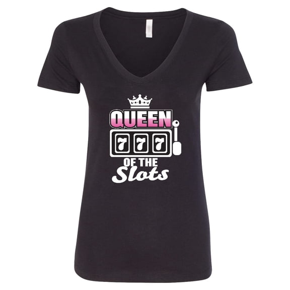 Inktastic Queen of the Slots Women's V-Neck T-Shirt