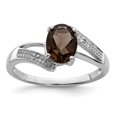 thumbnail image 1 of 925 Sterling Silver Rhodium-Plated Smoky Quartz and Diamond Ring, 1 of 2