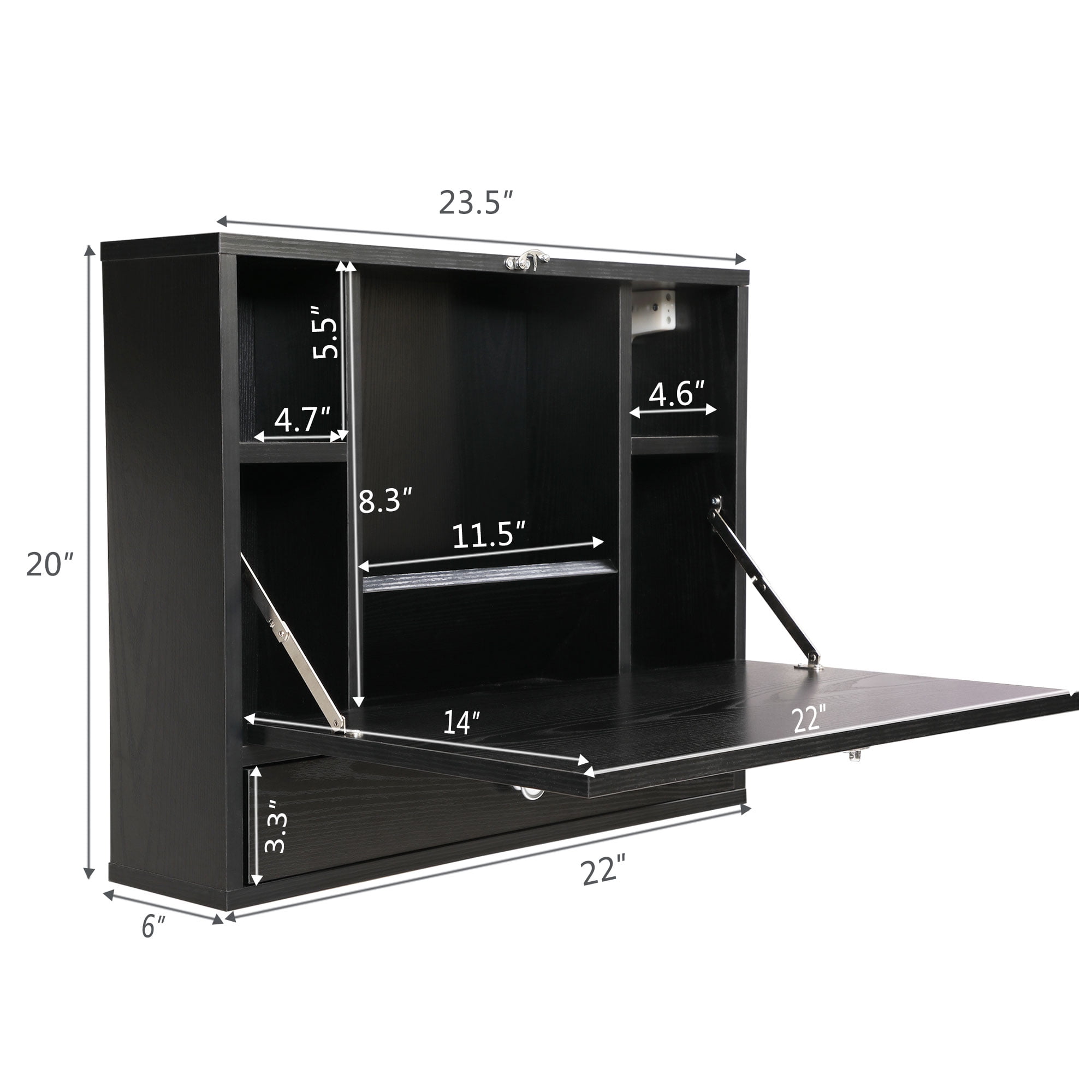 Kepooman Foldable Space-saving Wall-mounted Laptop Desk for Home, Black Kepooman Foldable Space-saving Wall-mounted Laptop Desk for Home, Black