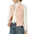 thumbnail image 3 of INSPIRE CHIC Mother's Day Women's Washed Denim Button Sleeveless Vest Jacket with Pockets Pink S, 3 of 8