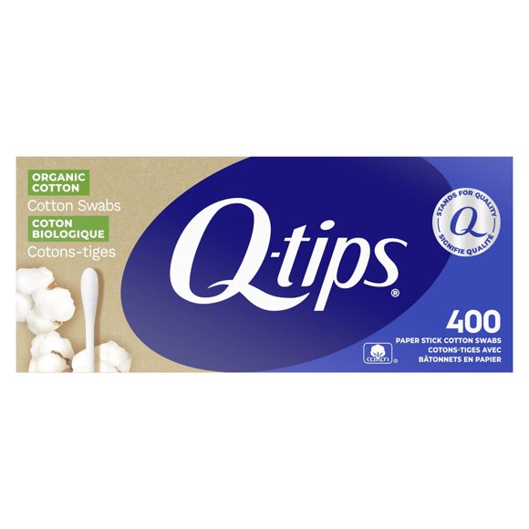 Q-tips Organic Cotton Swabs, For Baby, Beauty and First Aid, 100% Organic Cotton, 400 Count