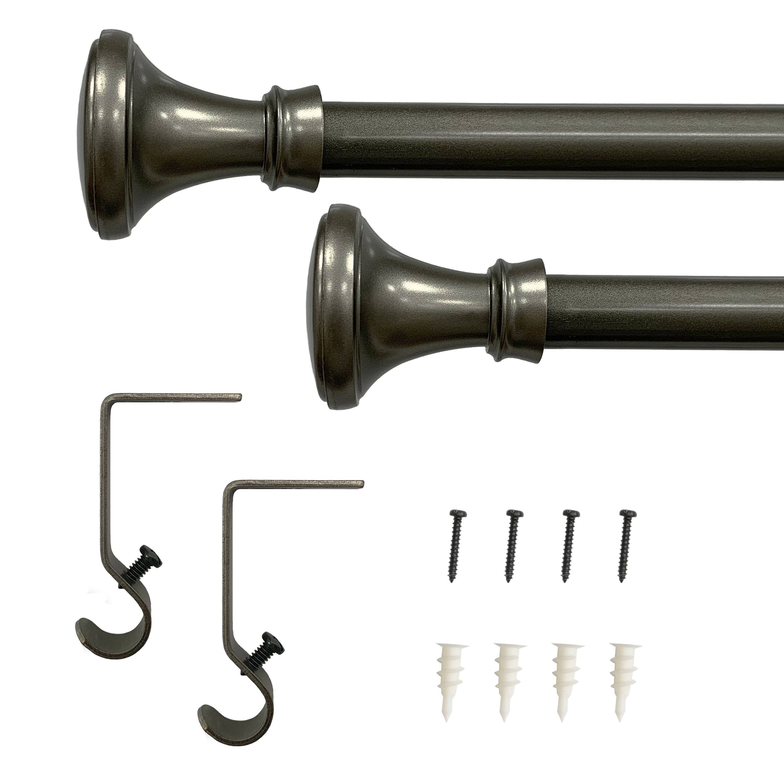Lumi 5/8" Plastic Trumpet Curtain Rod Pewter 28"-48"