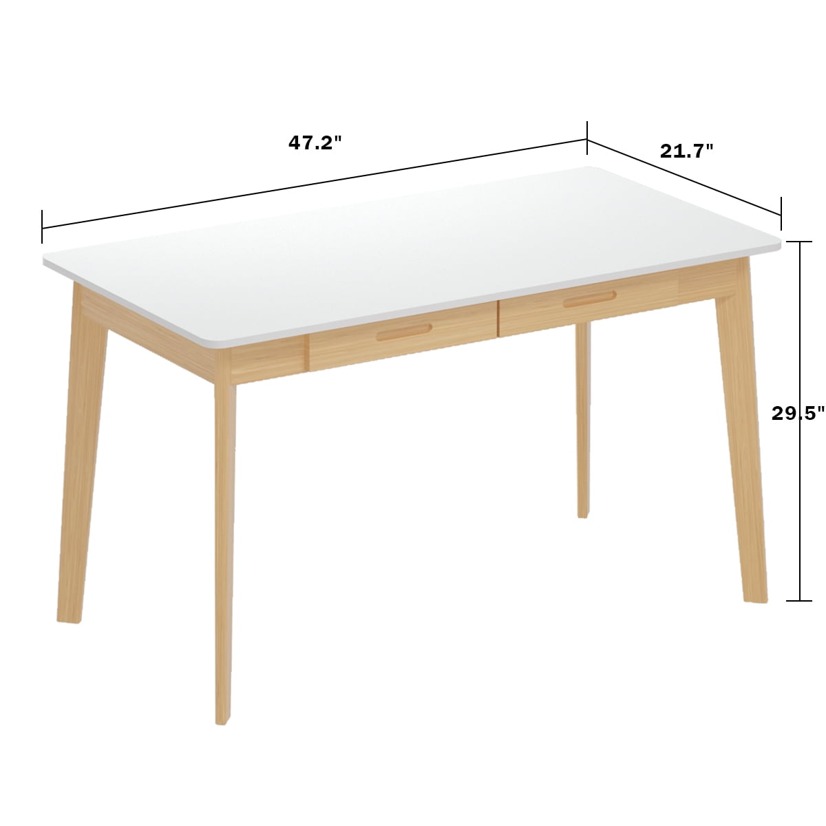 MONSLIPA Industrial Modern Wooden Desk with Storage Drawers, Office Computer Desk and Home Office Desk with Sturdy Wood Legs, 47" Long (White)