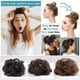 thumbnail image 5 of Pieza de pelo de moño desordenado para mujer, coleteros ondulados y rizados, moño con clip en garra (marrón oscuro), 5 of 5