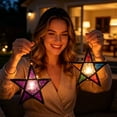 thumbnail image 6 of European Style Five Pointed Star Windproof Candle Holder Glass Iron Hollow Lantern for Home Garden Decoration, 6 of 7