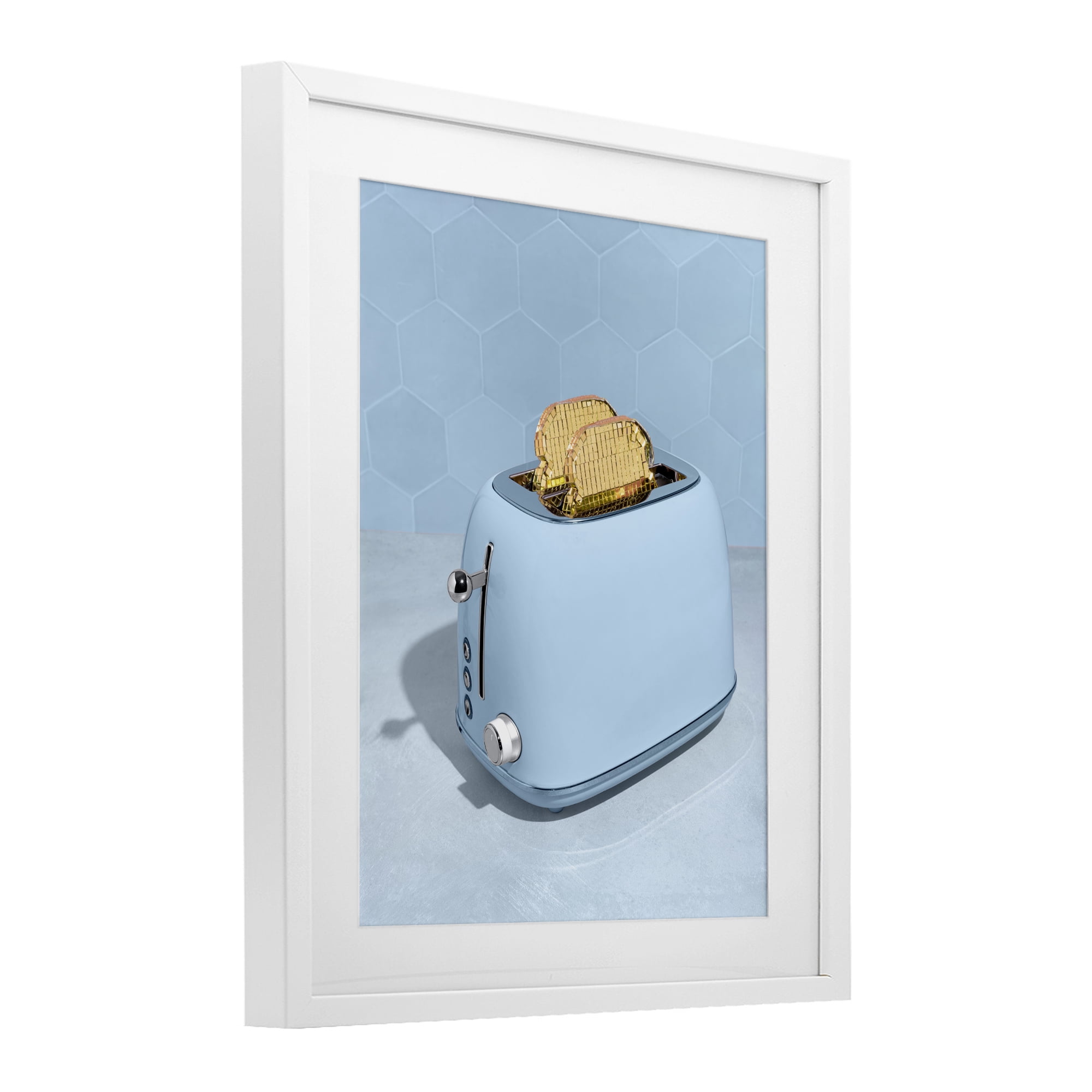 Stupell Industries Golden Disco Toaster Over White Framed Print Under Glass, design by LISH Creative