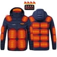 thumbnail image 2 of LpwkSSA Men's Heated Down Coat Four Temperature Control 21 Zone Thermal Cotton Jacket Closure USB Rechargeable Long Sleeve Hooded OuterwearHooded Casual Puffer Coat Blue XL, 2 of 6