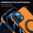 thumbnail image 4 of ELEHOLD Case for iPhone 12 Pro Max,  Magnetic Leather Case with 360°Rotatable Ring Stand [Compatible with MagSafe] Phone Case,Orange, 4 of 6