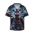 thumbnail image 2 of Lsque Five Nights At Freddy'S print Men's Cuban Collar Short Sleeve Shirt Summer Beachwear Casual Button Down Fashionable Vacation Leisure Shirt-Large, 2 of 7
