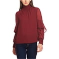 thumbnail image 2 of 1.STATE Womens Chiffon Mock Neck Pullover Blouse, Red, Small, 2 of 2