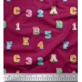 thumbnail image 1 of Soimoi Tissu Modal Satin Chiffres & Alphabets Impression Texte Tissu de Couture Yard 42 Pouces de Large, 1 of 3