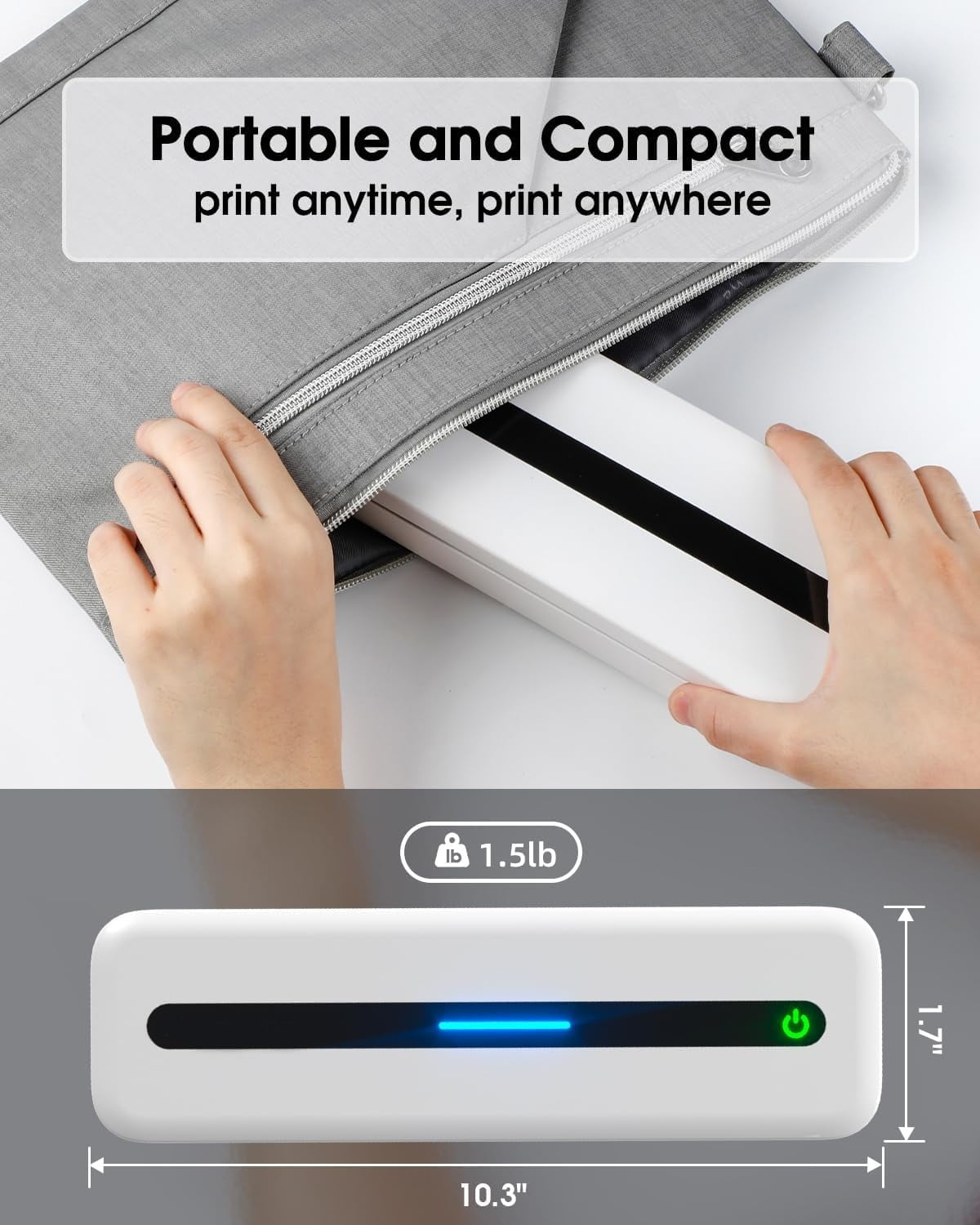 Portable Printers Wireless, M832 Bluetooth Thermal Printer, Inkless Mobile Printer Support 8.5'' x 11'' & A4 Thermal Paper, Compatible with iPhone Android Laptop for Office Car Home