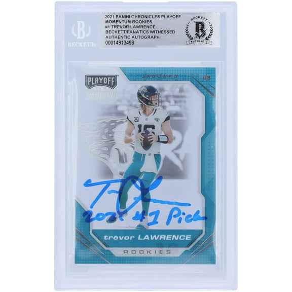 Trevor Lawrence Jacksonville Jaguars Autographed 2021 Panini Chronicles Playoff Momentum #PMR-1 Beckett Fanatics Witnessed Authenticated Rookie Card with "2021 #1 Pick" Inscription - Fanatics