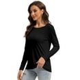 thumbnail image 2 of Women Long Sleeve Shirts Tops Fall Tunic Causal Fashion Round Neck Basic Tee, 2 of 6