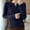 Navy, variant on Sweaters for Women Fall Pullover Lightweight Crewneck Button Down Long Sleeve Sweater Tops for Women Fashion Sweater Brown L