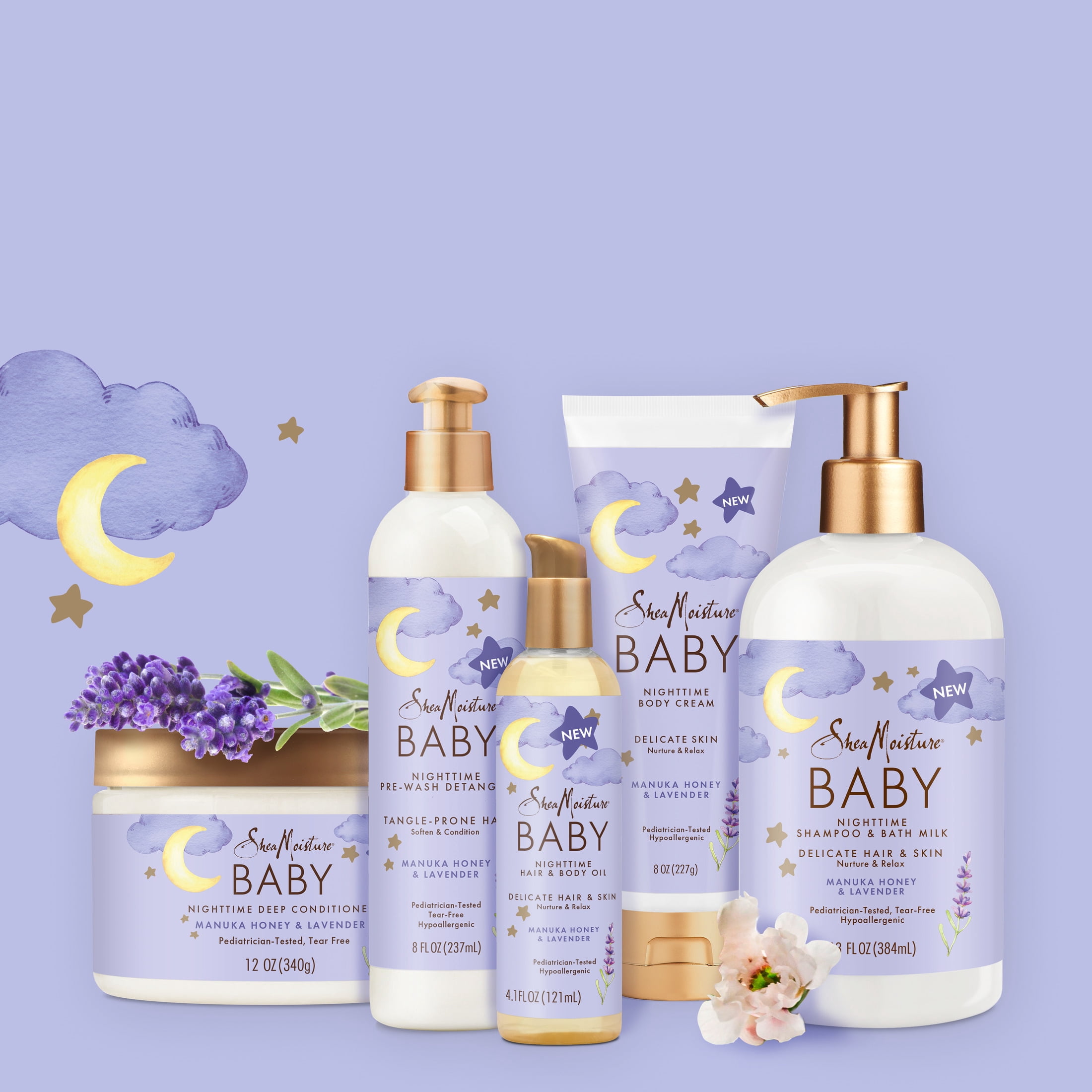 (2 pack) SheaMoisture Baby Moisturizer For Delicate Hair And Skin Manuka Honey & Lavender Nighttime Hair And Skin Care Regimen ,8 oz