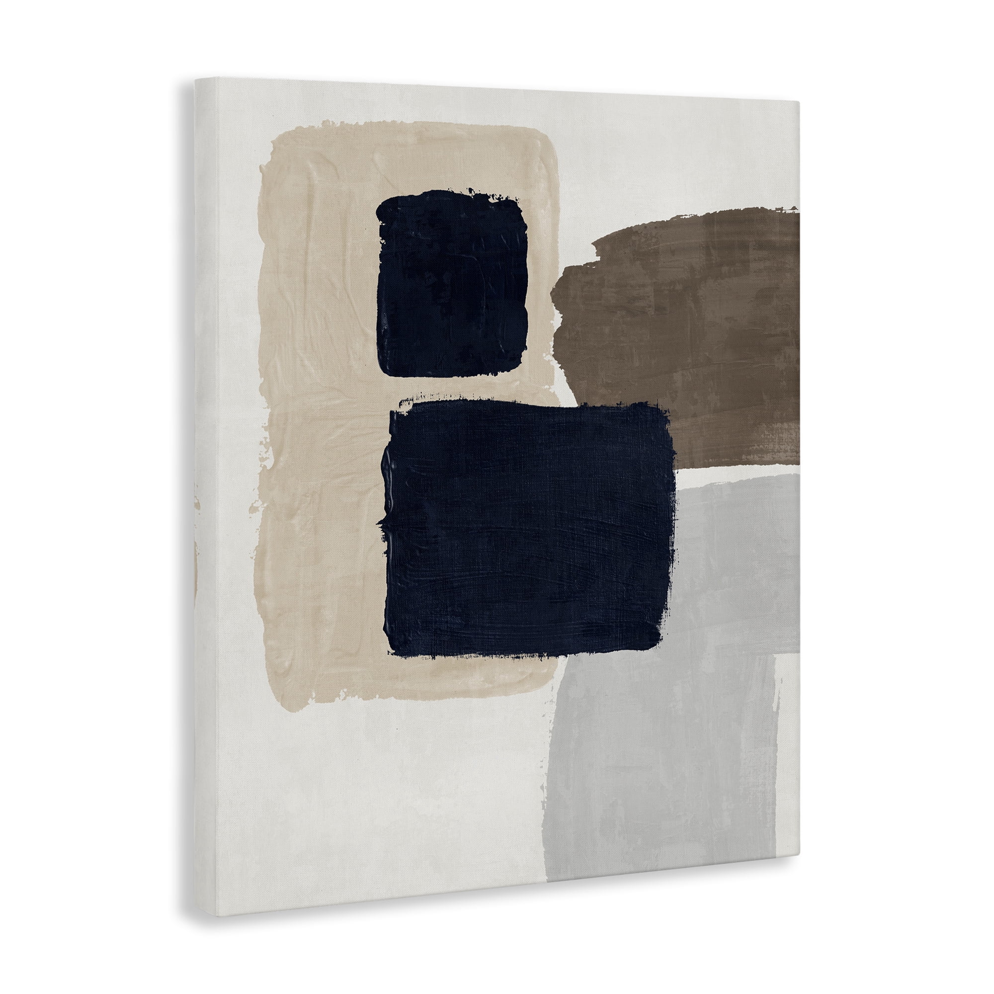Stupell Industries Navy Blocked Shapes Abstract Painting Gallery Wrapped Canvas Art Print Wall Art, 16 x 20