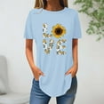 thumbnail image 3 of Tops de Verano de las Mujeres Suelto Ajuste Girasol Impresión Cuello Redondo Suelto 3/4 Manga Superior, Tops de Moda de las Mujeres, 3 of 3