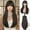 Brown, variant on Phocas Long Hair Toppers for Women with Thinning Hair 6*6.5 inch Large Coverage Synthetic Wavy Topper Hairpiece with Bangs (Natural Black)