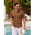 thumbnail image 2 of COOFANDY Men's Knit Button Down Shirt Vintage Short Sleeve Polo Shirts Casual Beach Tops, 2 of 10