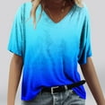 thumbnail image 2 of Scyoekwg Tops for Women Short Sleeve Tunic Tops to Wear with Leggings V Neck Tunic Shirts Loose Fit Blouses Comfy Gradient Marble Graphic Fashion Womens Blouses #B04=Blue XL, 2 of 4