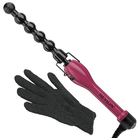 Revlon Pro Collection Ceramic Bubble Curling Wand, Pink with Protective Glove