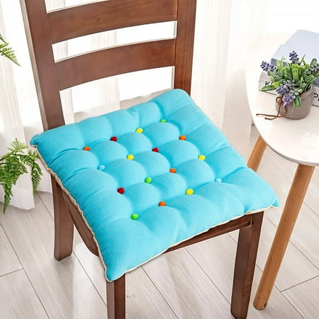 

DMDUOU Stool Cushion Household Thin Dining Table And Chair Cushion All Season Universal Slip Strap Tie Rope Solid Color Student Seat Cushion Blue