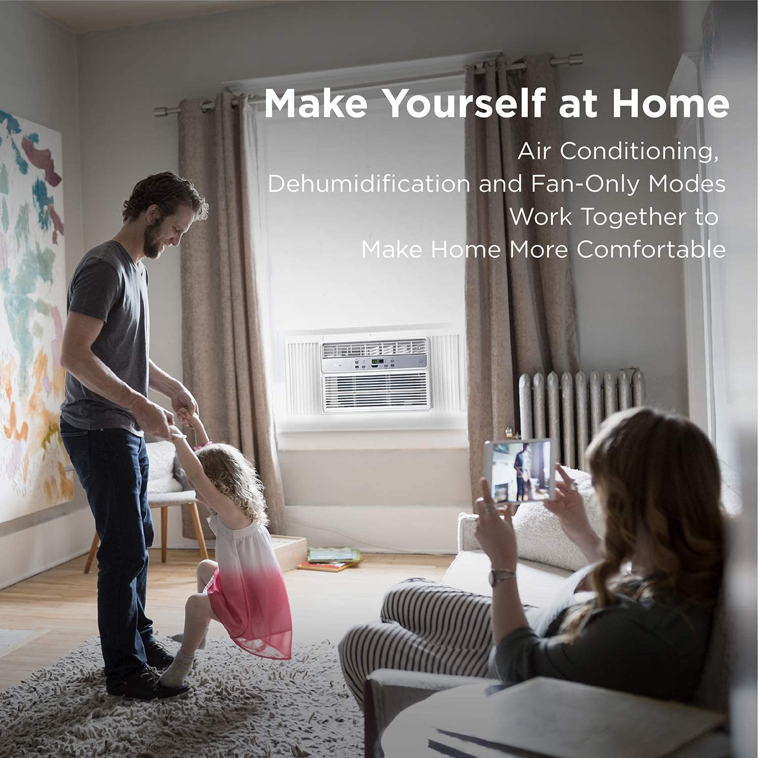 Midea 12,000 BTU EasyCool Window Air Conditioner, Dehumidifier & Fan, Cools Rooms up to 550 Sq. Ft., MAW12R1BWT, LCD Remote Included