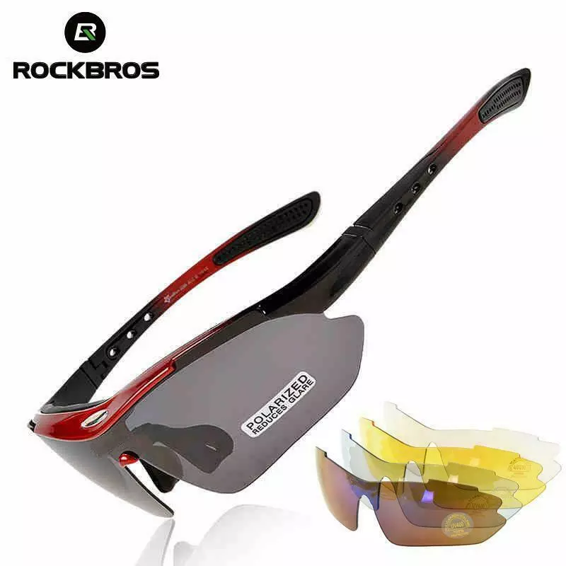 ROCKBROS Cycling Sunglasses Polarized Sports Bicycling Glasses UV400 Protection Outdoor 5 lenses