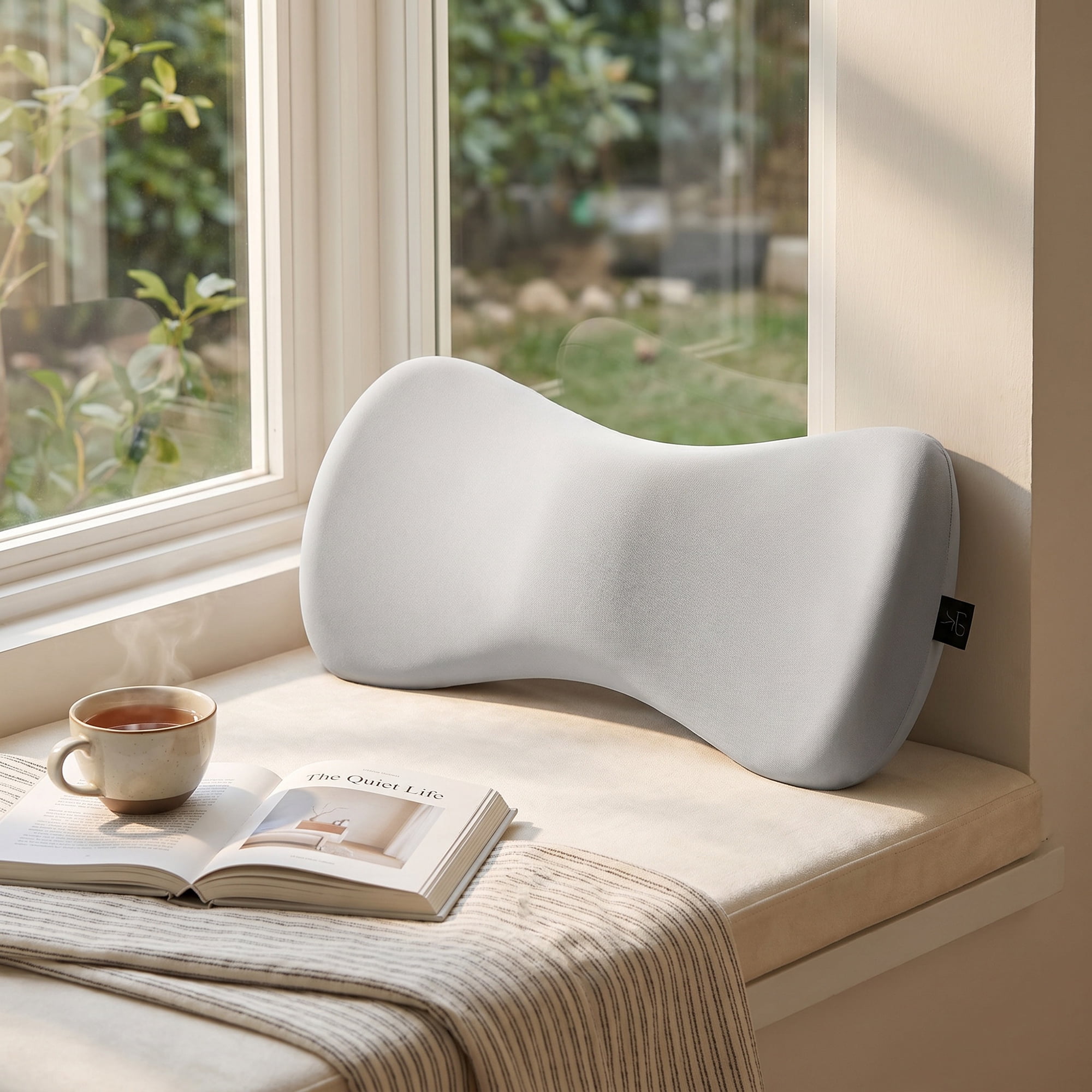 Unique Bargains Lumbar Support Pillow Cotton Back Support Light Gray 15.7" x 8.7" x 2.4"