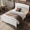 thumbnail image 2 of Bellemave Full Size Bed Frame, Wood Platform Bed with Headboard and Footboard, Farmhouse Style Full Bed Frame with Support Slats and Strong Structure, No Box Spring Needed-White, 2 of 8