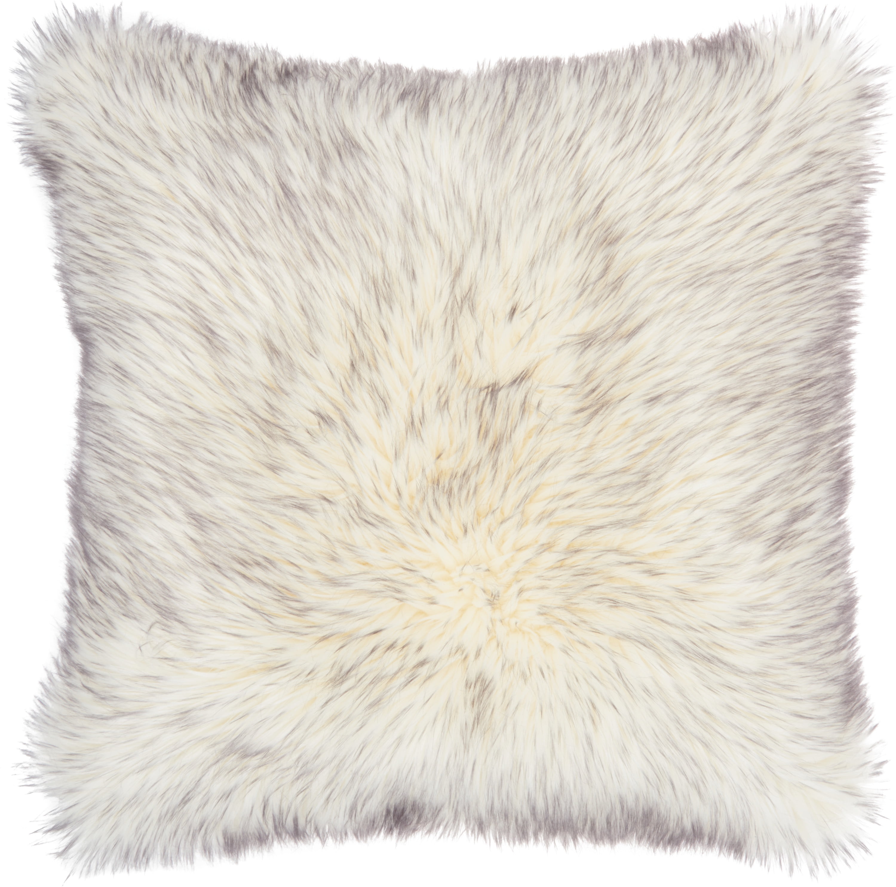 Nourison Faux Fur Solid Grey Decorative Throw Pillow , 22" x 22