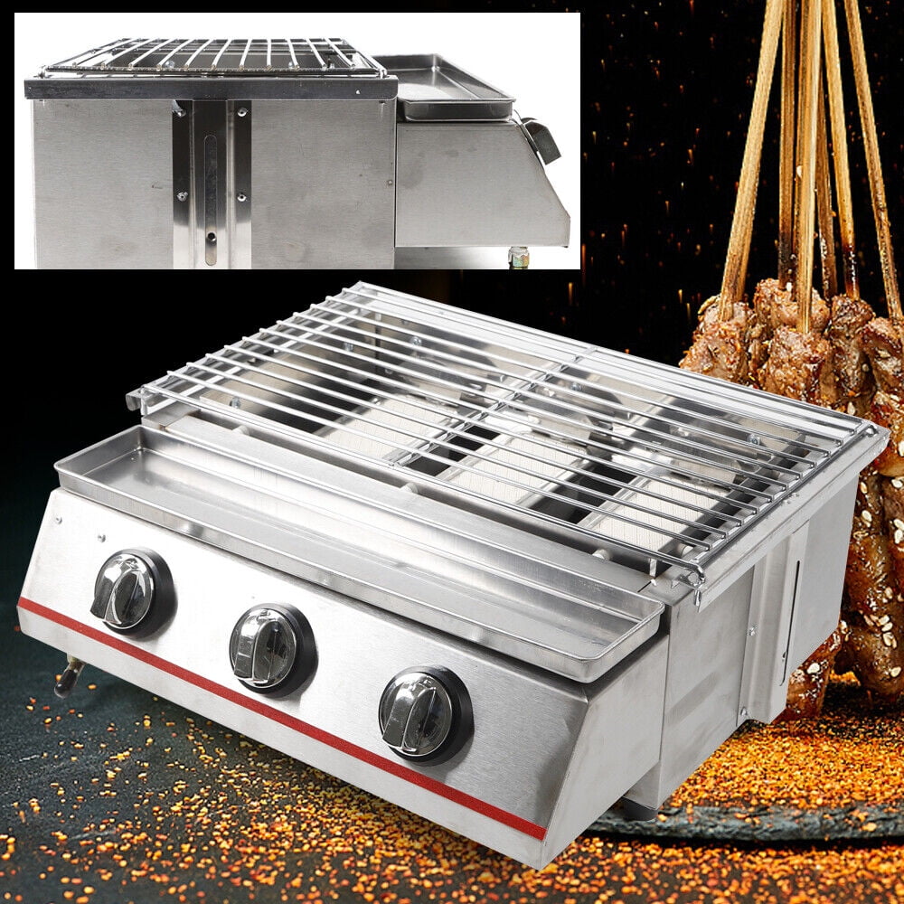 Portable 3 Burner BBQ Table Top Gas Grill Stainless Steel Outdoor
