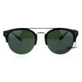 thumbnail image 2 of Mens Retro Half Horn Rim Hipster Elegant Designer Nerdy Sunglasses Black Green, 2 of 4
